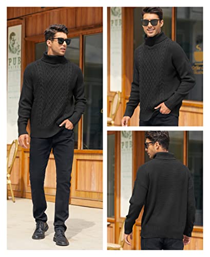 Mens Turtleneck Sweater Pullover Twisted Pattern Casual Loose Fit Thick Winter Long Sleeve Cable Knit Sweaters3