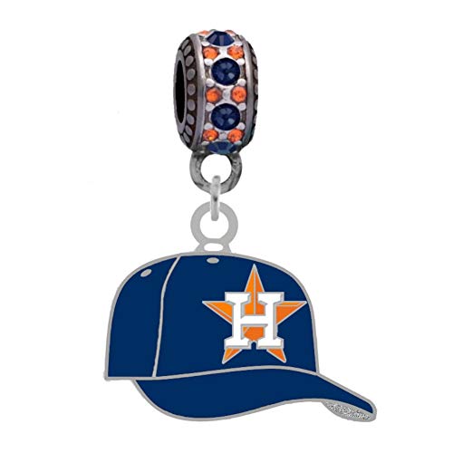 Astros Cap Charm Compatible With Pandora Style Bracelets. Can also be worn as a necklace (Included.)