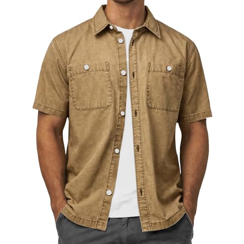 Chemise en jean homme grand taille XXXXL avec poches avant coupe ample
