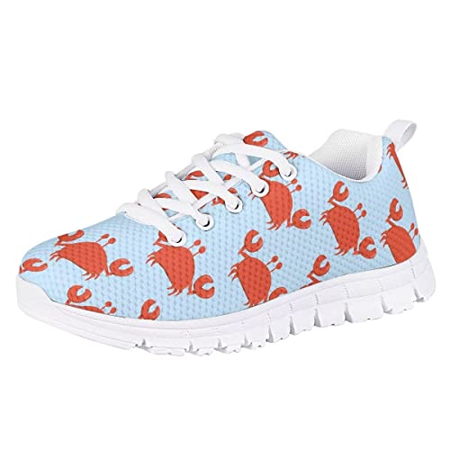 Hawapod Crab Blue Print Boys Girls Hiking Shoes Low Top Sneakers Outdoor Trekking Walking Climbing Running Shoe Lightweight Tennis Athletic Sneakers