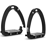 Normodic Sicherheitssteigbügel für Erwachsene, 12cm Aluminium Stirrups mit Seitlicher Auslösung, rutschfeste Trittfläche aus Edelstahl, Steigbügel für Ausritte, Dressur, Springen und Anfänger