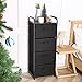 MAX Houser 4 Drawer Fabric Dresser Tall Storage Tower, Dresser Chest with Wood Top, Vertical Nightstand Side Organizer Unit with Metal Frame for Closets Bedroom Nursery Room Hallway(Black)