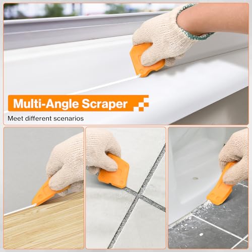 Preciva Silikonentferner, Silikon Abzieher Werkzeug Set 4 in 1 Fugenkratzer，Silikon-Dichtungsmittel-Werkzeug, ​für Küche Bad Boden Fliesen Spüle Fenster Abdichtung