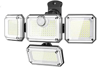 ソーラーライト 屋外 人感センサー 防水 自動点灯 【333LED 4面発光 分離型】 センサーライト 3つ知能モード 360°角度調整可能 2400mAh大容量電池 超高輝度 防犯 自動点灯/消灯 ガーデン/壁掛け/庭先/表玄関/駐車場/停電時適用 地震 津波 台風 防災対応