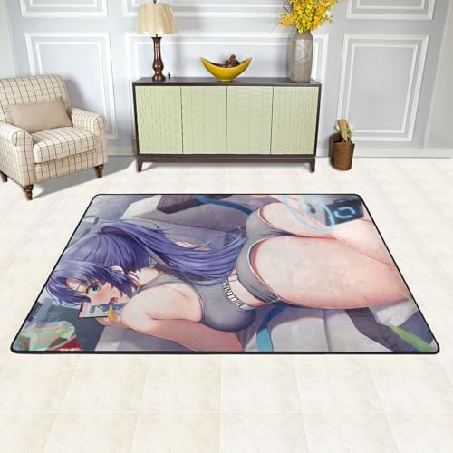 カーペット ブルーアーカイブ 早瀬ユウカ バスマット 長方形 大判 人気 おしゃれ 可愛い 防ダニ 抗菌 防臭 吸水 滑り止め ふわふわ 柔らかい肌触り 絨毯 室内装飾 床保護マット 玄関 キッチン リビング 浴室 洗面所 家庭用 洗える オールシーズン