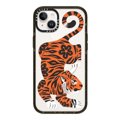 Coque iPhone 14 Plus CASETiFY antichoc noire avec motif tigre compatible MagSafe
