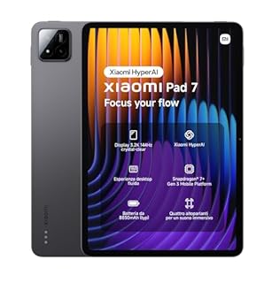 Xiaomi Pad 7, (Tablet) display da 11.2'', 8+128GB, Nero, batteria da 8850mAh, Ricarica Turbo da 45W, Xiaomi HyperAI (Alimentatore non incluso)