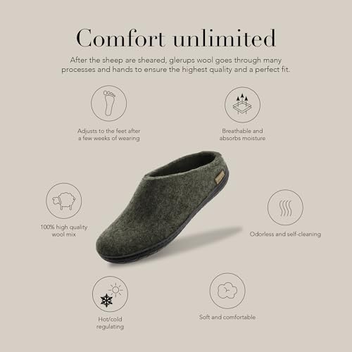 Image of Glerups 100% quality wool mix Slipper with rubber sole - Unisex Slip-on