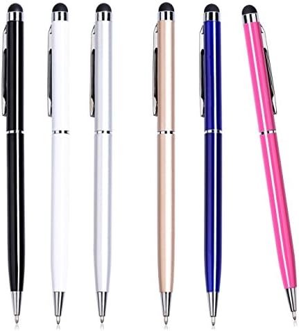 1voi Stylus Pen, 6 Colors 2-in-1 Slim Stylus and Ink Pen for Touch Screen Devices Tablets Capacitive Crystal Stylus Pen & Ballpoint Pen writing (6pcs Colorful)