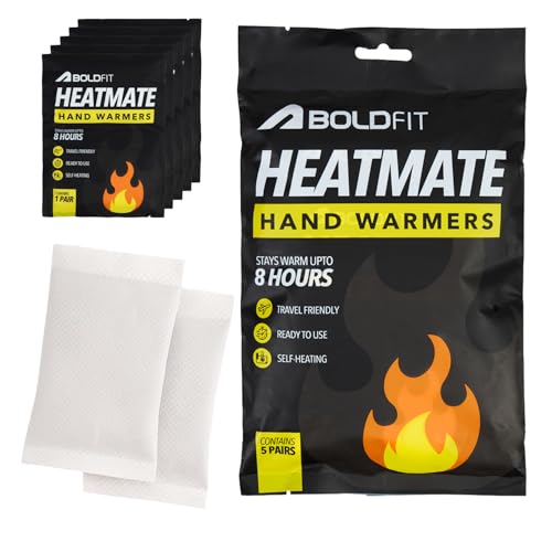 Image of Boldfit Hand Warmer Natural Heat Pad (Pack of 5), Hand Warmers Heat Pouch for Men & Women, 14 Hours Warmth for Winter Holidays, Camping, Trekking & Outdoors, Disposable Air-Activated Hands Warmer