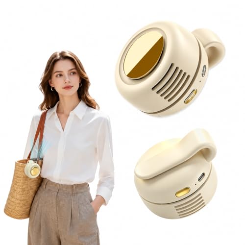 LIDEEYA Portable Clip-on Fan, Silent Bladeless Mini fan, 360°Rotation 3-speed Modes Whirlwind Fans For Waist Clips Hands-Free Cooling Fan Suitable For Outdoor Sports Trip Work Travel White