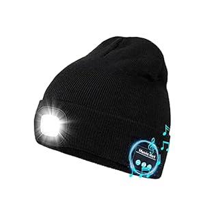 Wmcaps Bluetooth Cappello con Luce LED Ricaricabile, Berretto Musicale con Torcia a LED Tecnologia Uomo Donna Idea Regalo per Ciclismo Campeggio Escursionismo
