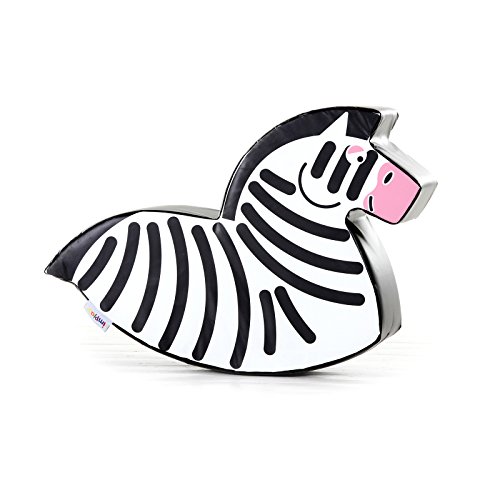 Implay® Soft Play Children's Zebra Horse Rocker Activity Toy - 610gsm PVC / High Density Foam - Black & White - 100cm x 25cm x 50cm