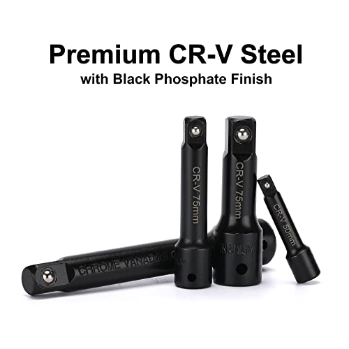 Image of Mayouko 1 /4 inch,3 /8 inch,1 /2 inch Drive Extension Bar Set, CR-V, 9 Pieces Socket Extension Bars for Narrow and Deep Areas