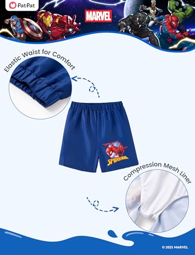 Image of Disney Marvel Spiderman Swimsuit Rash Guard Shirt & Swim Trunks Stitch Boys Swim Set UPF 50+ Summer Kids Bathing Suit 3M-13T
