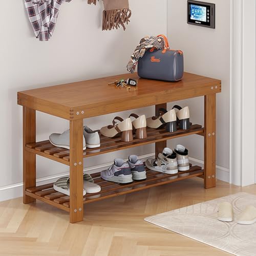 Banco Almacenaje con Asiento, Banco de almacenamiento de zapatos para entrada, Zapatera con Almacenaje, Mobiliario para Almacenamiento, Estilo Granja, para Sala de Estar, Dormitorio(70cm/26.4in)