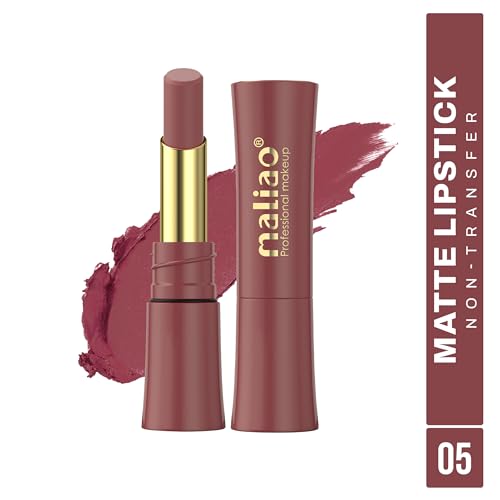 Image of Maliao Matte Lipstick - Non-Transfer, Long-Lasting, High-Pigment, 3.5g (Shade 05, Medium)
