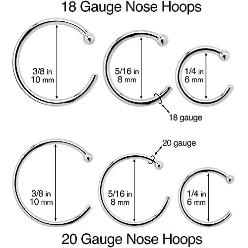 Body Candy Unisex Adult Solid 18K Yellow Gold Nose Stud Hoop 18 Gauge 5/16" Body Piercing #TOP20