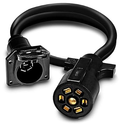 True Mods 3ft 7-Way Trailer Plug Wiring Harness [7-Pin Trailer Cord Extension Wire Cable] [Gooseneck Hitch Extender] [Plug-N-Play] [10-14AWG] 7 Prong Trailer Tow Wire Connector for RV Flatbed Camper
