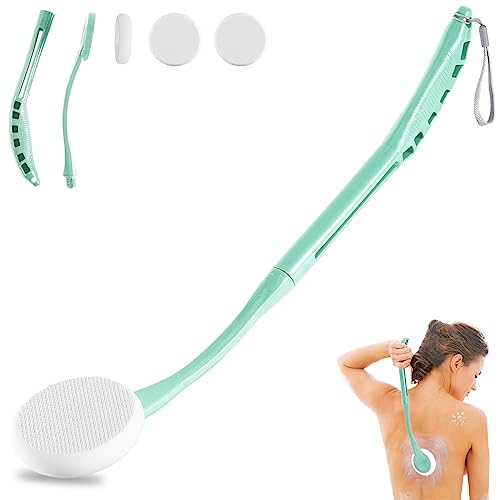 Image of Lotion Applicator for Back, 20.5 inch Back Lotion Applicator, Back Lotion Applicators for Your Back, Easy Reach and Washable, Back Self Tanner Applicator（Cyan）