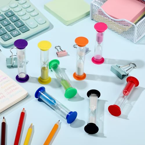 Relaxweex 48 Pcs 5 Minute Sand Timer Bulk Colored Plastic Mini Multicolor Hourglass Stand Timer for Classroom Teacher School Home Office Time Management