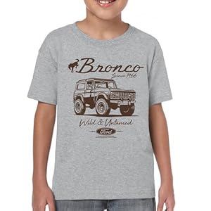 Ford Bronco Wild and Untamed Since 1966 Youth T-Shirt Vintage Off-Road 4×4 Adventure Retro Truck Licensed Kids