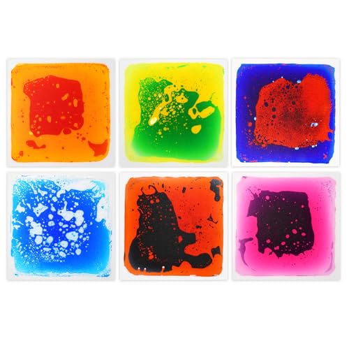 Gift Boutique Sensory Floor Tiles 6 Square Liquid Mat Colorful 12 Inches by 12 Inches for Kids Play Activity Mats Toddler Classroom with Anti Slip Backing