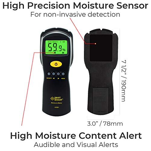 Pinless Wood Moisture Meter | Inductive Pinless Tools | Intelligent Lumber Moisture Meter | Digital Moisture Meter for Wood | (Range: 2% - 70% RH; Accuracy: 0.5%) [3 AAA Batteries Included] - Thumbnail 5