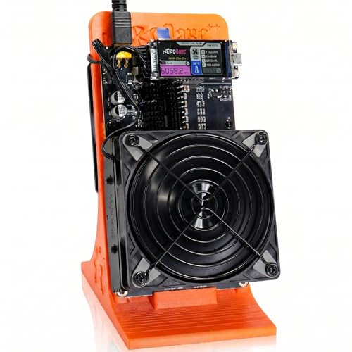 NerdQaxe++ Rev 6.1 Bitcoin Miner, 6 TH/s, Orange Stand