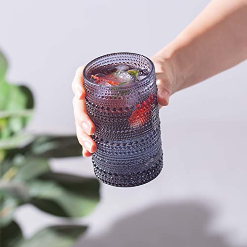 Sunnow 12 Ounce Raindrop Glass Cup,Iced Tea Glasses For Water, Beverage,Juice, Wine,Beer And Cocktail,6 Pack (Grey) #TOP6