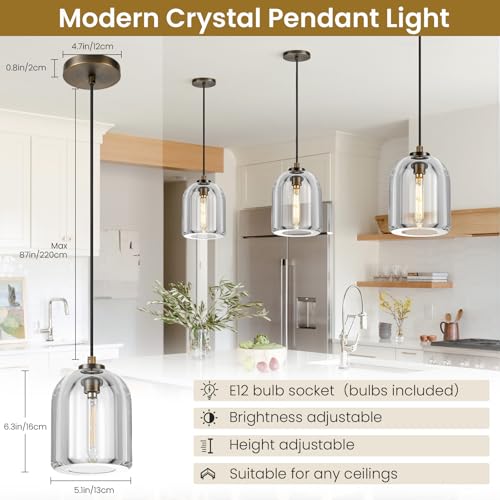 Image of Crystal Pendant Light Kitchen Island，Brass Hanging Pendants Lights