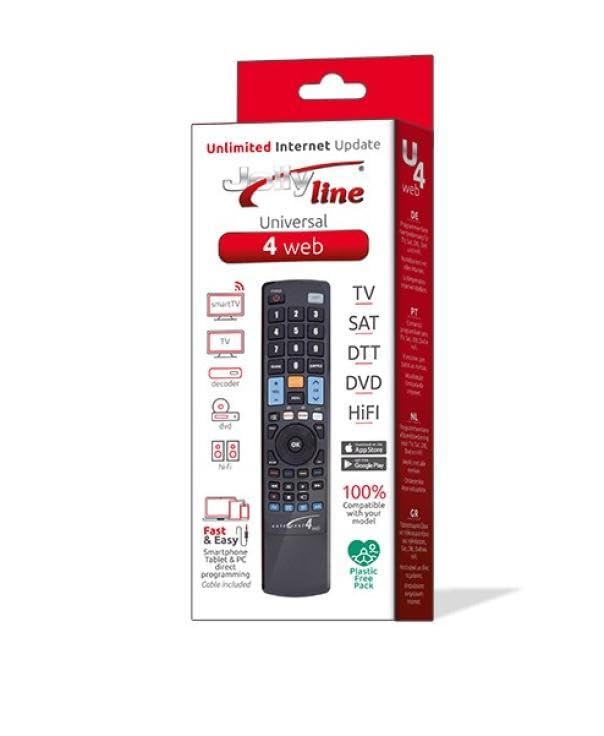 Programmable remote control for 4 devices – With audio cable included