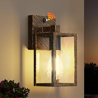 WIHTU Gold Dusk to Dawn Porch Lights Fixtures, Outdoor Lights for House, Outdoor Wall Lights Exterior, Waterproof Wall Sconce Lamp, Wall Lantern, Anti Rust Coach Lights for Doorway (Black Brush Gold)