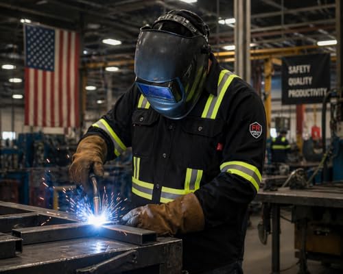Image of Ousafeve FR Shirts for Men Hi Vis 6.5oz Flame Resistant Welding Shirts