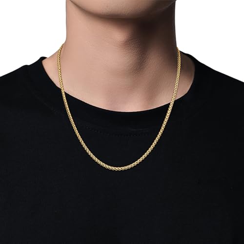 Chaîne de blé dorée 14k ou noire Fiusem, un collier d'exception - 2