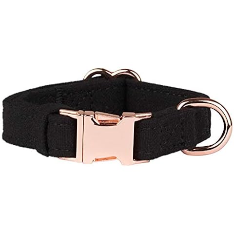 Thoroughbeds Black Tweed Dog Collar with Rose Gold Buckle - Extra Small Cover