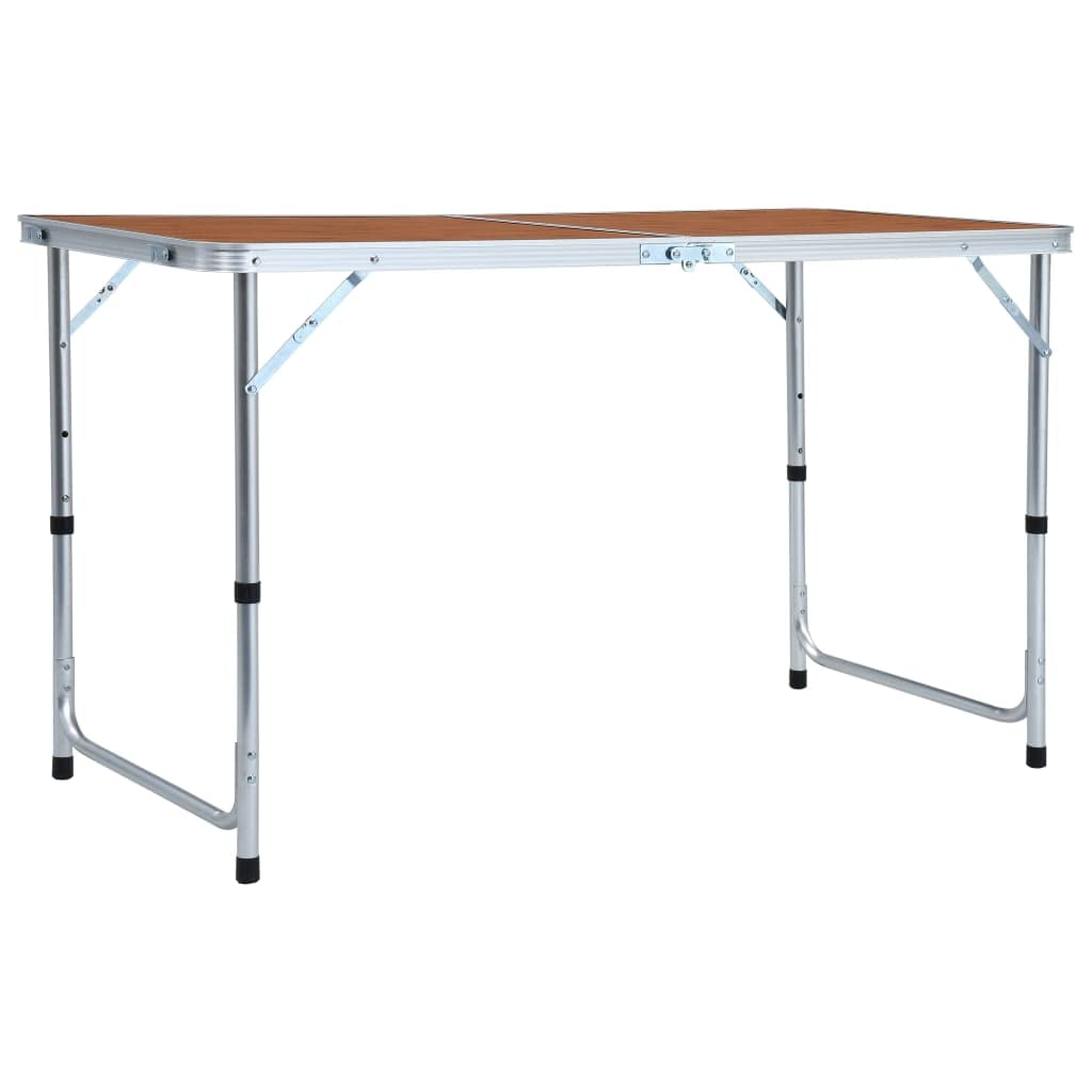 Grau klappbarer Campingtisch aus Aluminium und MDF x, höhenverstellbar bis, mit Tragegriff für Picknick, Balkon, Terrasse, Garten und Campingreisen