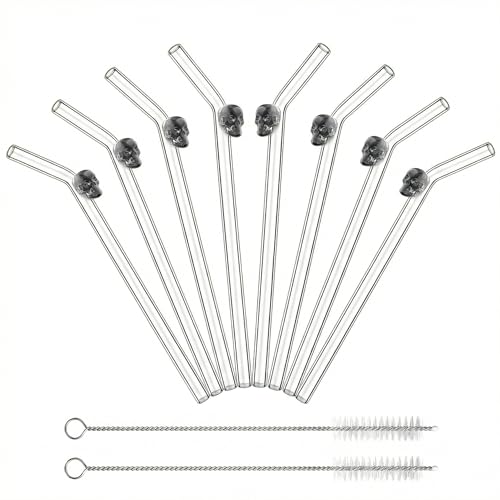 Reusable Glass Straws Set with Charms | 8mm BPA Free Clear Glass...