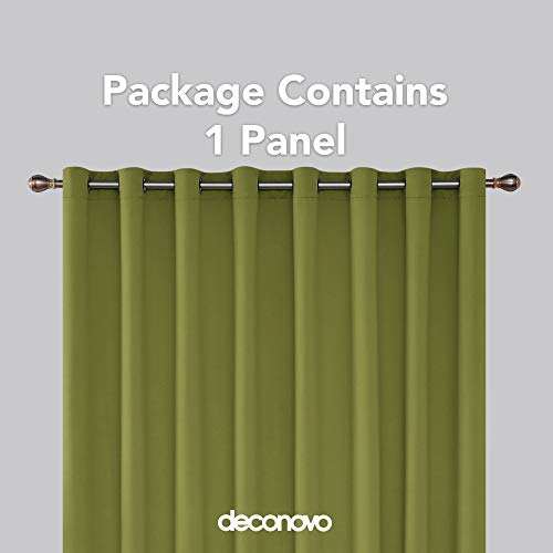 Image of Deconovo Blackout Grommet Top Drapes Girls Room Wide Width Curtains | Sliding Door Curtain 1 Panel, Wide Blackout Curtain, Privacy Drape for Patio Door, Green, 100 x 95 Inch