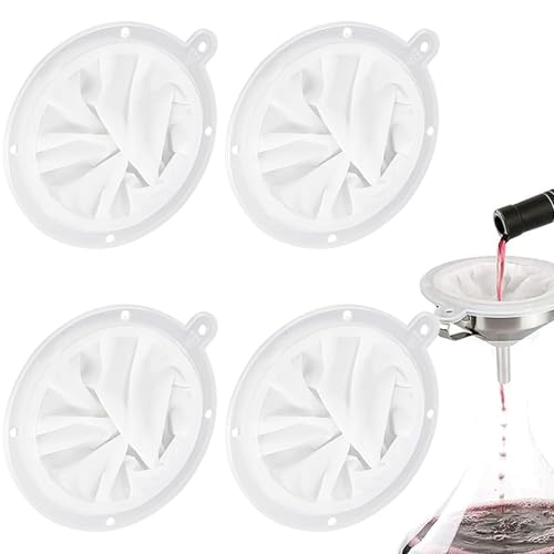 SHYSBV 4-teiliges Passiersieb Set mit Feinfilter - 200/300/400/450 Mesh Nylon-Trichter mit Sieb für Weinbereitung, Milch und Säfte - Inklusive Kunststoff-Feinmeshfiltern