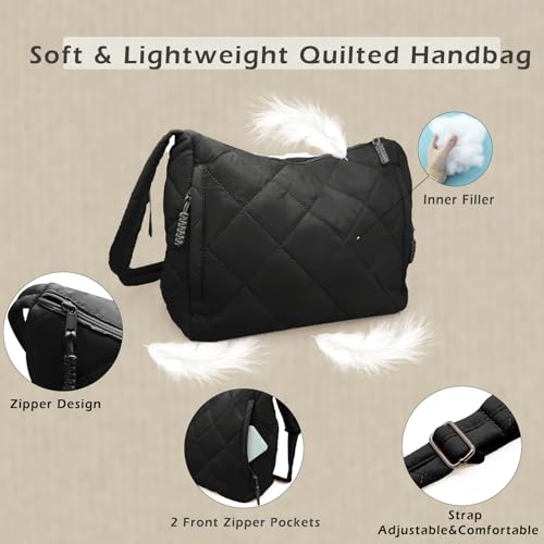 Image of Puffer Hobo Bag for Women Large Quilted Puffy Handbag Lightweight Quilted Carryall Shoulder Bag for Work Travel Gym