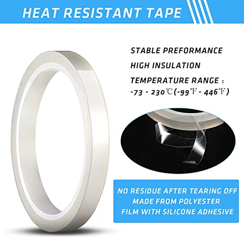 4 Pieces 108 Ft Heat Tape For Sublimation Clear Heat Press Tape Heat Shrink Transfer High Resistant Temperature Tape Thermal Tape For Electronics Printing Circuit Board Heat Transfer Vinyl (10 Mm) #TOP2