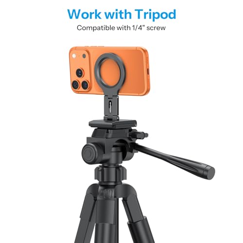 Image of OMOTON VC07 360Rotating Continuity Camera Mount for iMac Desktop Monitor | Mount with 1 /4 inch Screw, Adjustable Magnetic Phone Stand for MagSafe iPhone 17 /16 Pro Max Air, Mac, Gym, TV, 4K, Laptop