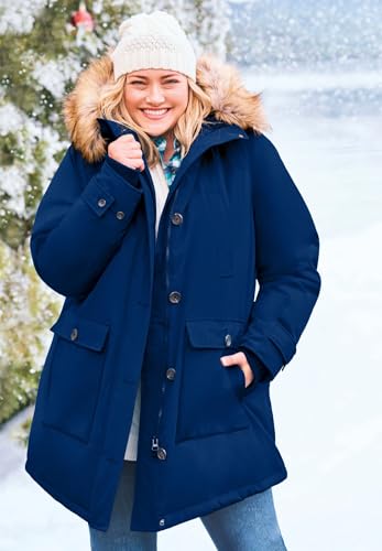 Woman Within Plus Size Arctic Parka Jacket & Hood 34" Long Down Blend Winter Coat2