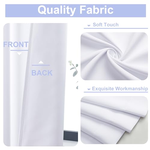 Simplebrand Ava Pure White Curtains for Bedroom 90 Inches Long 2 Panels Set, Room Darkening Window Treatment, Light Filtering Curtain Drapes, Soft Casual Rod Pocket Privacy Curtains, W40 x L90 Inch