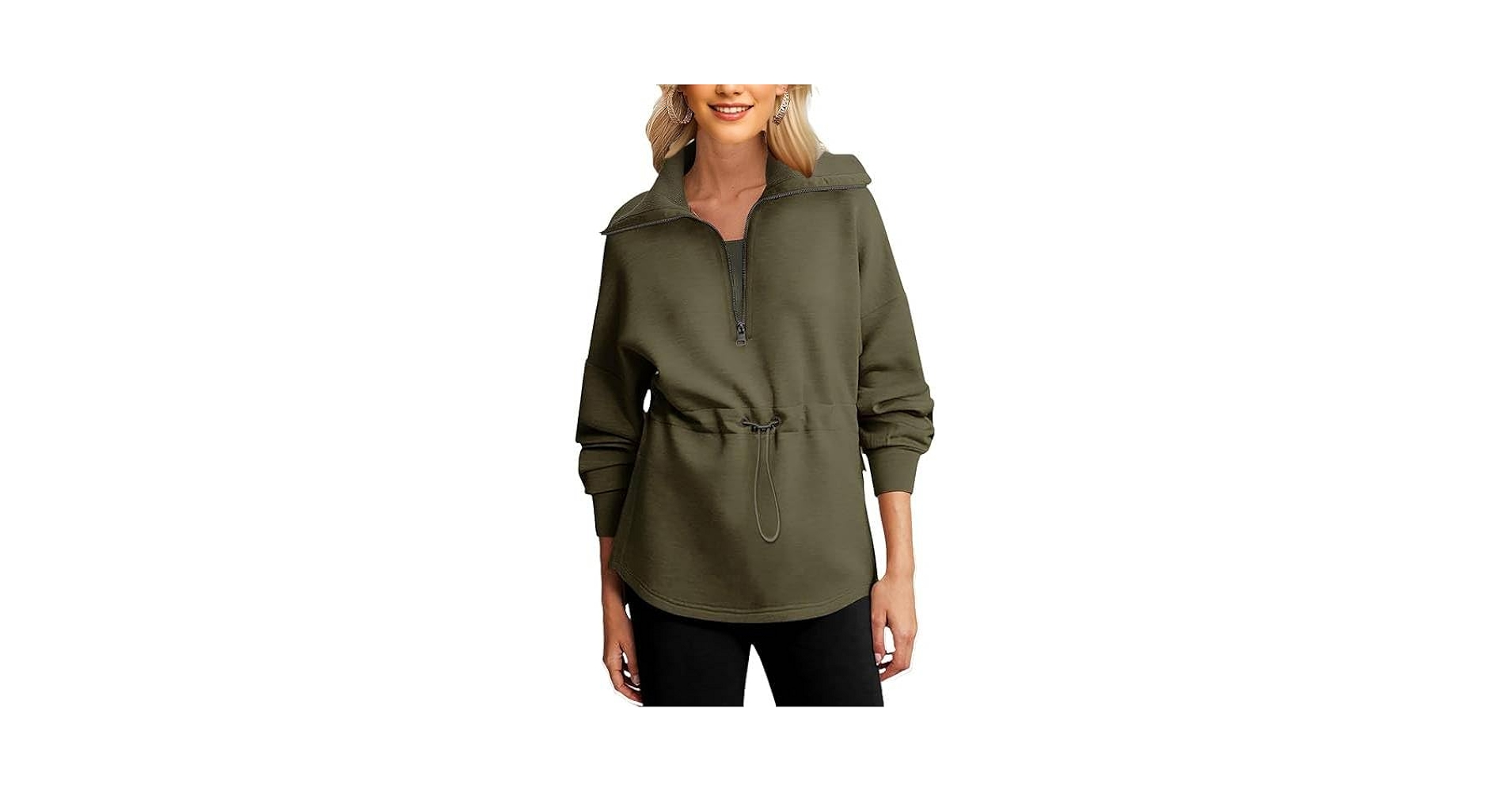 Cinched Waist Sweatshirt-Womens Oversized Sweatshirts Half