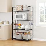 Storvive 4 Tier Storage Rack, Shelving Unit Space Saving Storage Rack,Organizer Utility Rack for Kitchen, Warehouse, Basement,Modern Home Organization and Storage (Black)
