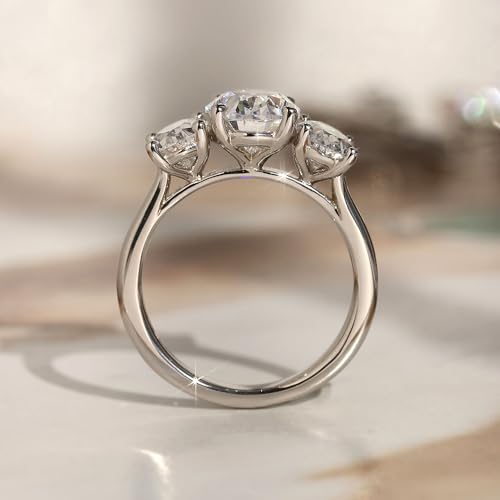 DoubleAccent Platinum Plated Sterling Silver Ring 3.5 CT Oval CZ Stone Three Stone Wedding Anniversary Ring (Size 5 to 9)4