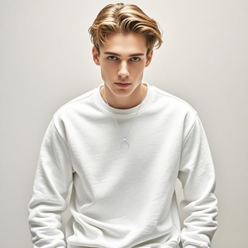 GulCean Moon Necklace for Men Women Stainless Steel Silver Boho Kpop Hip Hop Punk Style Dainty Bohemia Unique Beach Charm Crescent Half Moon Meniscus Pendant Necklace for Mom4