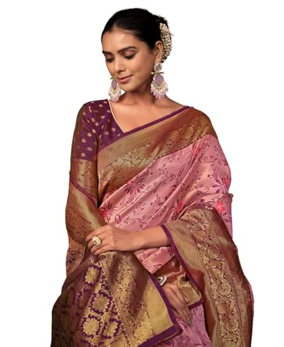 Image of EthnicJunction Women's Silk Blend floral Woven Saree With Blouse Piece | Wedding Saree